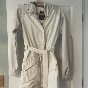 Helly Hansen white and light grey rain trench coat size med